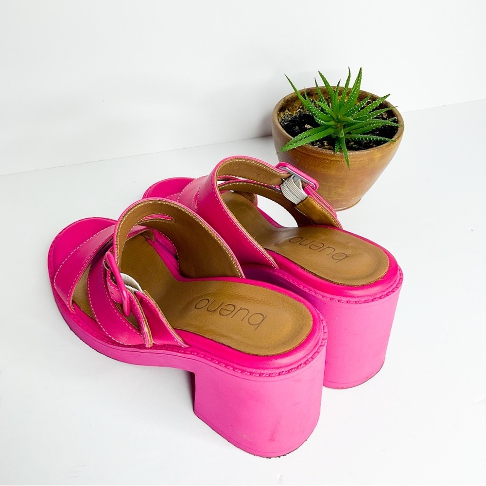 BUENO Bright Pink Leather Platform Sandals In Great Condition - Picture 4 of 8